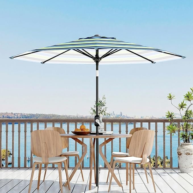 Garvee 10FT Patio Umbrella - Outdoor Table Umbrella with Smooth Crank Lift, Push Button Tilt and 8 Sturdy Ribs - Market Umbrella UV Protection Waterproof for Pool, Deck, Yard, Garden