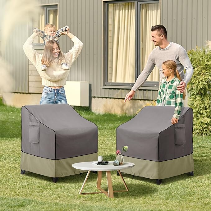 KylinLucky Outdoor Chair Covers Waterproof 36W x 37D x 36H inches 2pack,Heavy Duty Patio Furniture Cover for Outside Grey