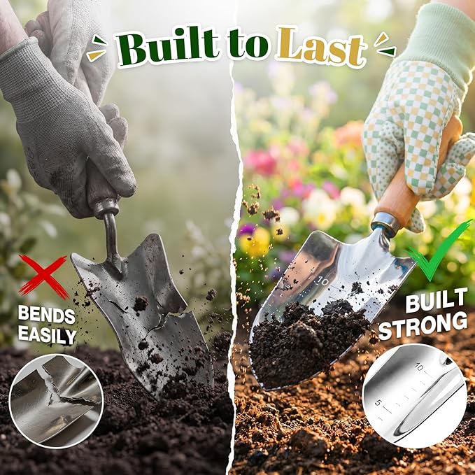 Garden Tool Set, Garden Tools 9-Piece Heavy Duty with Durable Tote Bag, Ergonomic Gardening Tools, Ideal Gardening Gifts for Women, Rust-Resistant Gardening Kit