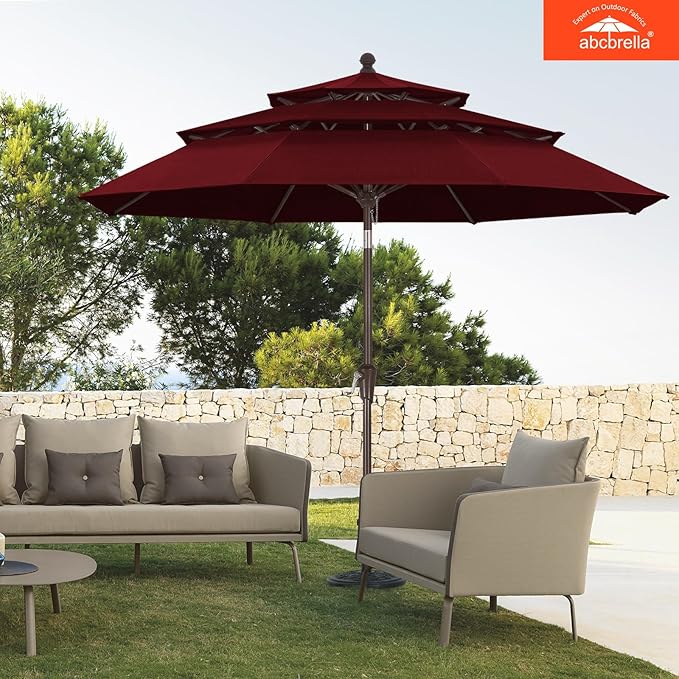 ABCCANOPY 5-Year 10-Year No Fading 9FT 3 Tiers Patio Umbrella, Outdoor Table Umbrella with 8 Sturdy Ribs for Deck, Backyard, Garden, Yard