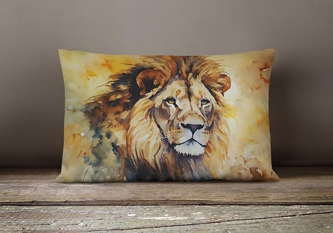 Caroline's Treasures DAC2950PW1216 Lion Throw Pillow Machine Washable, Indoor Outdoor Decorative Pillow for Couch, Bed or Patio, 12HX16W