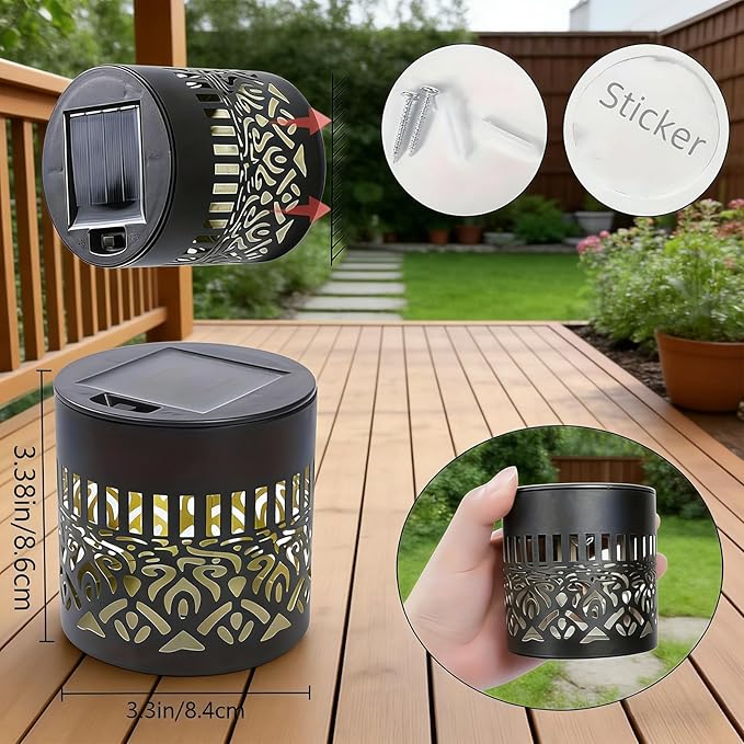 Decorative Solar Mandala Lights | Metal Solar Powered Outdoor Wall & Step Lighting | Waterproof Garden/Patio/Fence Lights with Auto On/Off | Mandala Pattern Backyard Decor for Deck,Post,Yard (1)