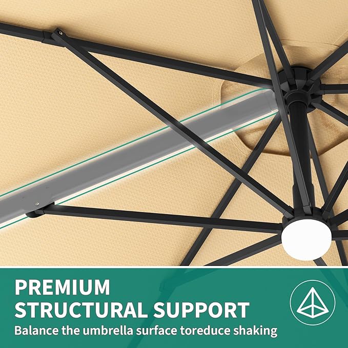 10 Ft Offset Patio Umbrella with Base Included, Round Cantilever Umbrella with UV Protective And Water Resistant Canopy, 360° Rotation, Integrated Tilting System, Beige