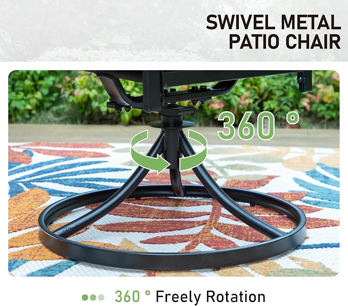PHI VILLA Swivel Patio Chairs Set of 4 Outdoor Dining Rocker Chair Support 300 lbs for Garden Backyard Bistro Furniture Set with Cushion