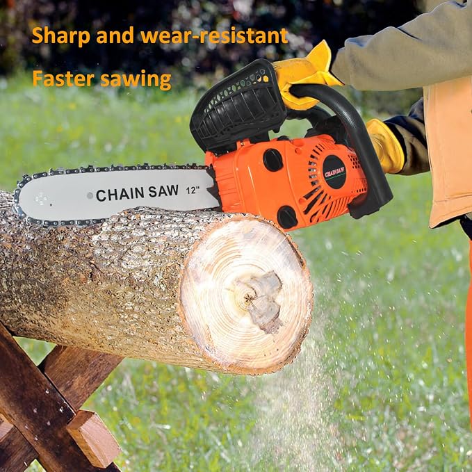 26CC 2-Cycle Top Handle Gas Powered Chainsaw 12 Inch Petrol Handheld Cordless Chain Saw, Portable Chain Saws for Trees Trimming Wood Cutting