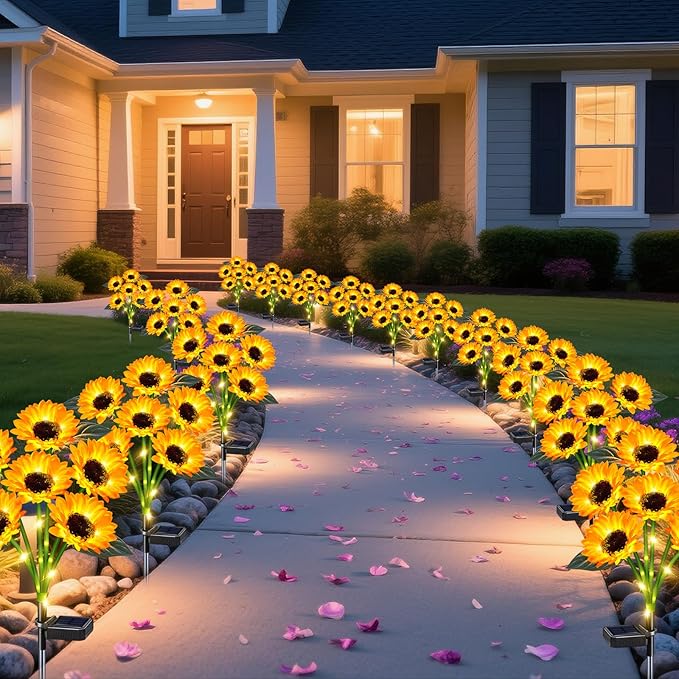 ZFNN Solar Outdoor Lights Garden Decor,6 Pack Solar Sunflower Lights, 36 Waterproof Garden Decor Flower for Outside Yard Patio,Flower Bed, Pathway, Gift for Women, Mom, Grandma- 6 Pack