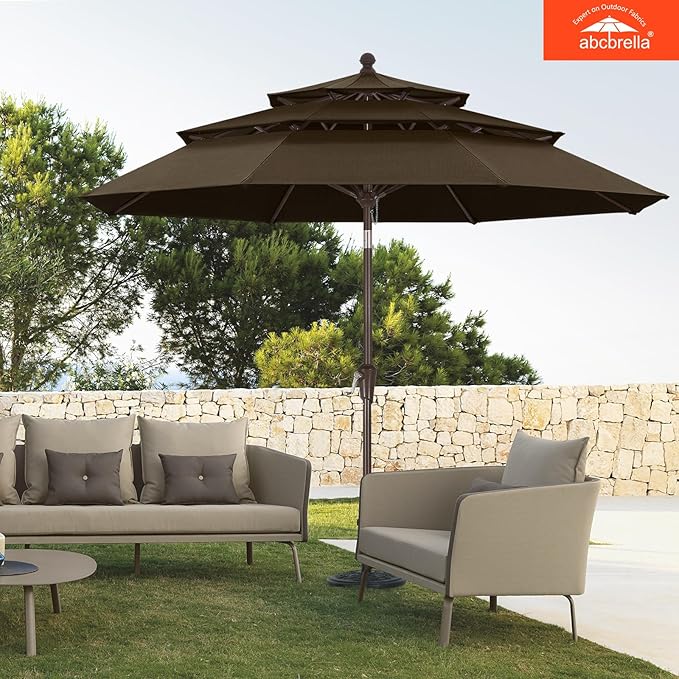 ABCCANOPY 5-Year 10-Year No Fading 9FT 3 Tiers Patio Umbrella, Outdoor Table Umbrella with 8 Sturdy Ribs for Deck, Backyard, Garden, Yard