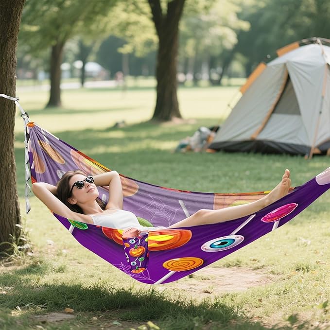 Hammocks for Outside Halloween Elements Camping Hammock Portable Hammocks with Tree Straps and Carry Bag Camping Accessories for Hiking Beach Outdoor