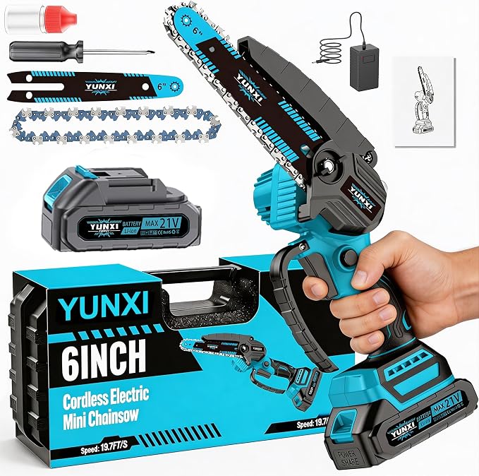 The new 2026 cordless chainsaw, mini chainsaw, has strong performance. suitable for tending to garden branches and wood (1 battery+toolbox)