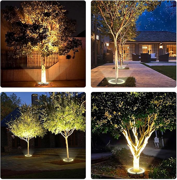 Solar Light Up Palm Tree Outdoor,Warm Light Super Bright 32 LED 5 V 12000mAh Landscape Spotlights for Big Tree&Palm Tree Lighting Christmas FloodLights Home Garden Christmas Party Outdoor