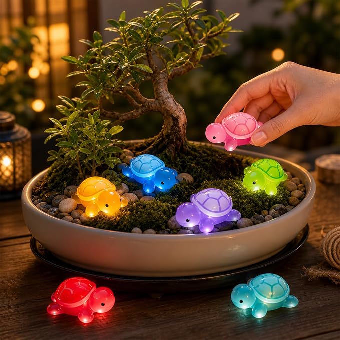 30 Pcs Medium Glow in The Dark 3D Resin Turtles Miniature | Garden Figurines, Accessories for decorating DIY Dollhouse Fish Tank Fridge Wall Art, Safe, Durable, Non Fading, 10 Colors