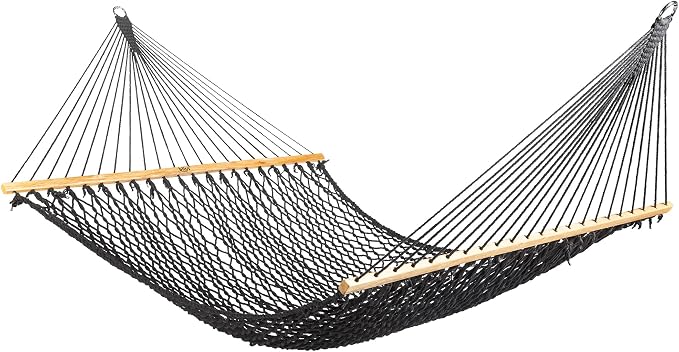 Bliss Hammocks BH-410BK Classic Rope Hammock with Spreader Bar, Black, 80"L x 60"W