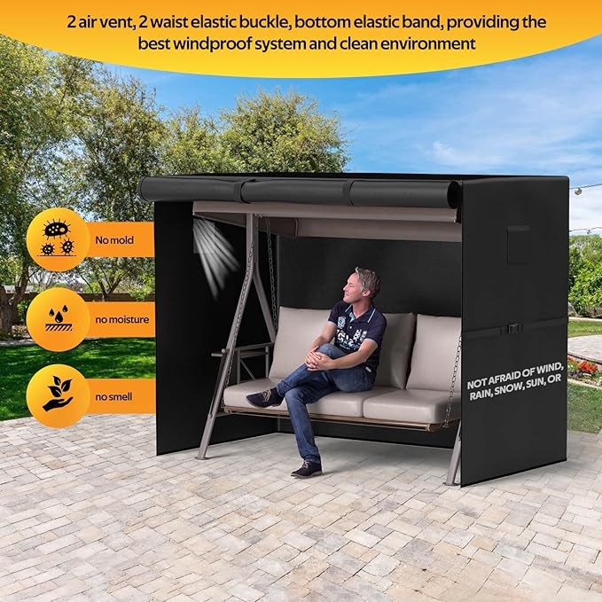 Outdoor Swing Cover 3 Seater 600D Hammock Cover Waterproof Heavy Duty Garden Hammock Glider Chair Cover Patio Furniture Covers Garden Swing Canopy Covers All Weather Protection With Zipper