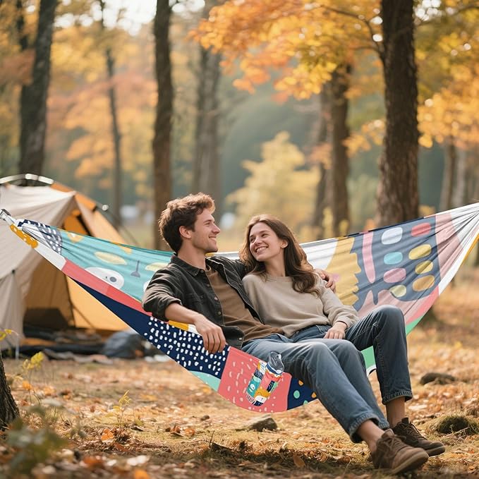 Cartoon Funny Animals Colorful Plaid 330lb Capacity Hammocks Hanging Hammock for Outside Camping Essentials Base para hamaca