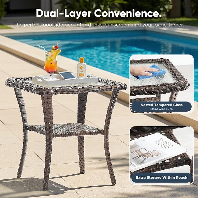 9-Piece Patio Furniture Set with Upgraded 6" Thick Cushion - High Back Outdoor Swivel Rocker Chairs Set of 2 with 3-Seater Sofa,Ottomans,Wicker Outdoor Conversation Set for Deck, Porch, Yard, Poolside