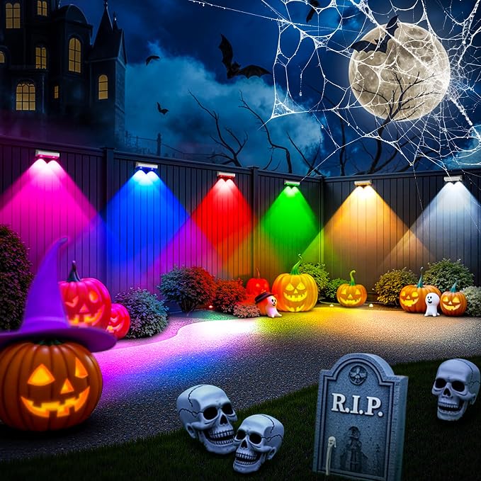 SOLPEX Solar Fence Lights Outdoor, 9 Fixed Colors & Color Changing Fence Solar Lights Outdoor Waterproof IP65, LED Deck Lighting for Backyard Wall Step Patio Railing Pool Porch (16 Pack) | LED Deck Lighting for Halloween Backyard Wall Step Patio Railin...