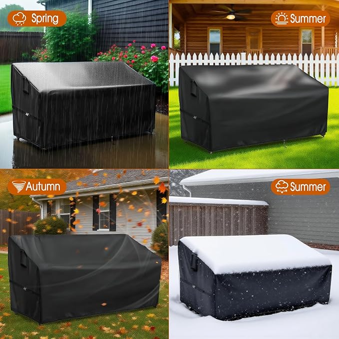 Outdoor Sofa Cover, 54 Inch Waterproof Paito Couch Loveseat Cover, Furniture Covers for Outdoor Seating for Winter - 54 x 28 x 34 Inch, Black