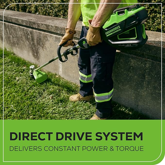 Greenworks 82V Bundle - 16" Brushless Cordless String Trimmer + (2) 2.5Ah Batteries and Dual Port Charger (Bonus Battery)