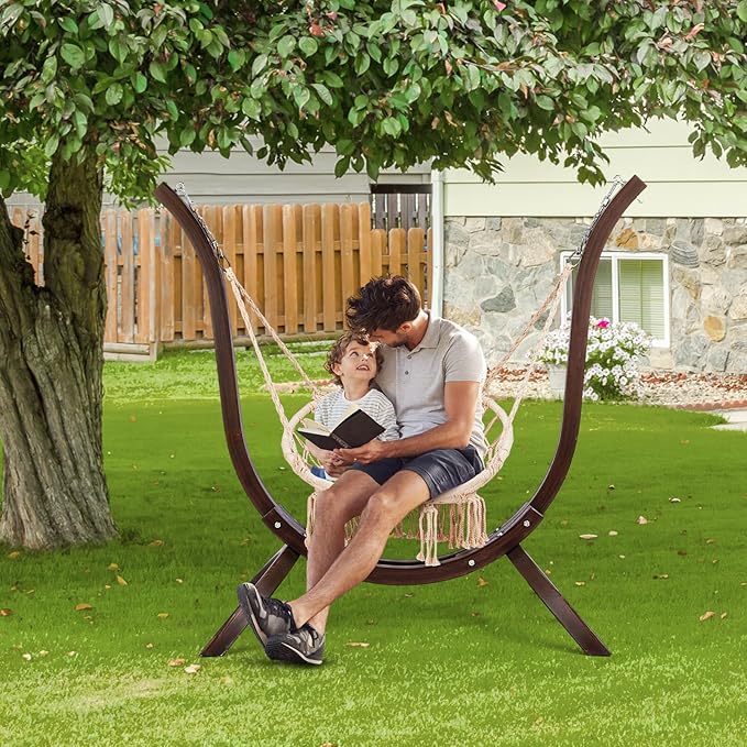 Wooden Hammock Stand (330 lbs/150kg), Heavy Duty Premium Solid Wood Hammock Chair Stand for Indoor or Outdoor Use