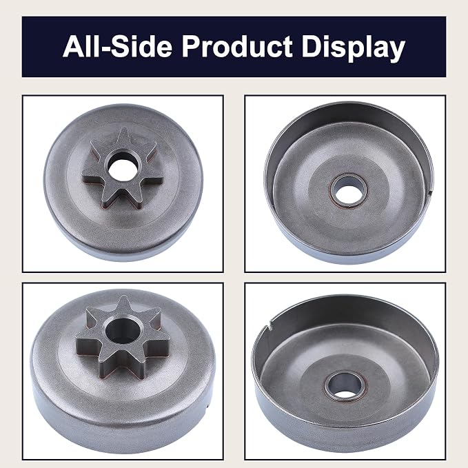 MS271 Sprocket Clutch Drum Kit with Needle Bearing Washer E-Clip Worm Gear .3/8" 7T Clutch Drum for Stihl MS261 MS271 MS291 Chainsaw Parts Replace 1121 007 1041,11210071041