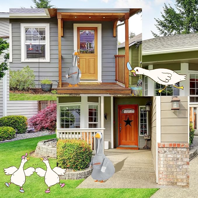 CAMDUCK Porch Goose Hoodie for 23 Inch Goose, Funny Mess with The Honk You Get The Bonk Goose Outfit Clothes, Decorative Lawn Geese Clothes for Yard Garden Patio Decor (Grey)