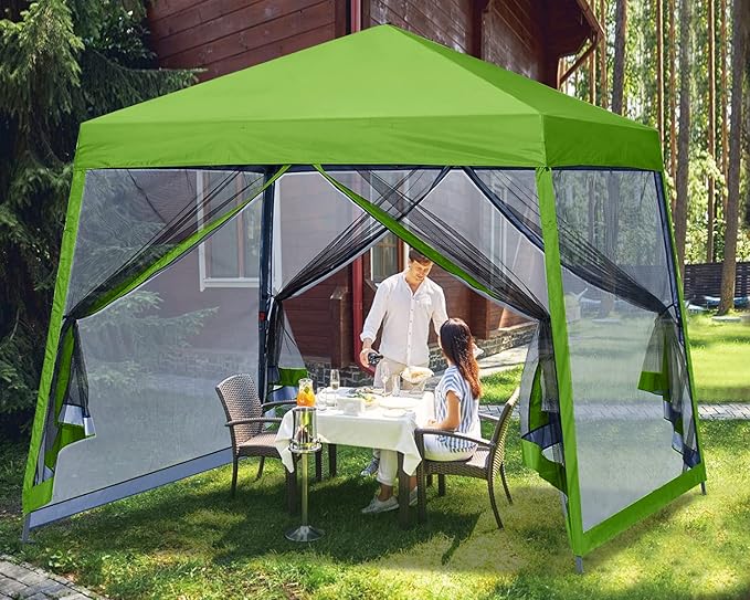 MASTERCANOPY Pop Up Gazebo Canopy with Mosquito Netting (10x10, Grass Green)