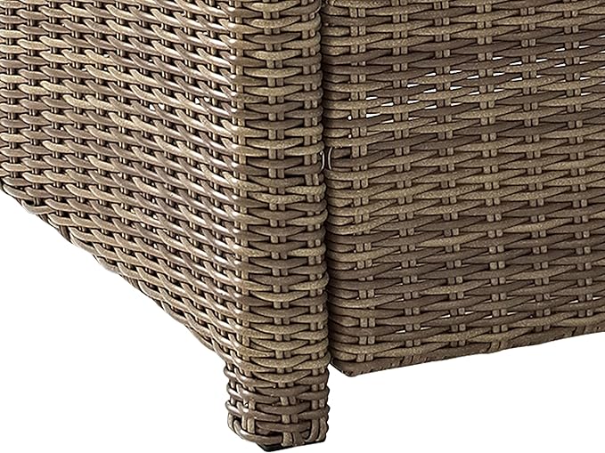 Crosley Furniture Bradenton 3-Piece Outdoor Sofa Patio Furniture Set, Wicker Conversation Sets for Porch, Brown with Sand Cushions