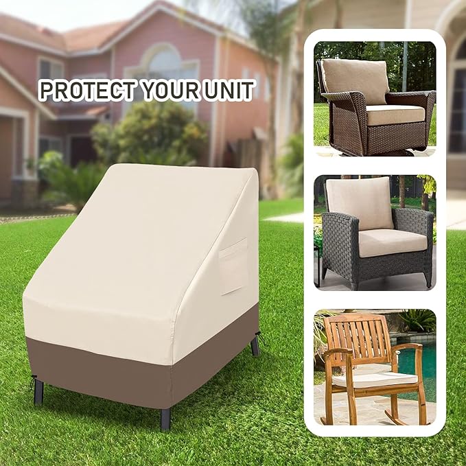 Roastove Patio Chair Covers, Lounge Deep Seat Cover, Heavy Duty and Waterproof Outdoor Lawn Patio Furniture Covers (2 Pack -35" D*38" W*31" H, Beige & Brown)…