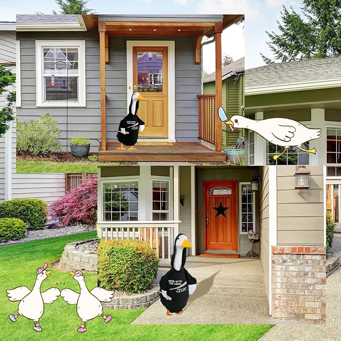 CAMDUCK Porch Goose Outfit Hoodie Mess with The Honk You Get The Bonk Baseball Goose Clothes with Wood Bat Warning Porch Sign for Plastic Cement Goose Statue Garden Lawn Yard Patio Outdoor Decor