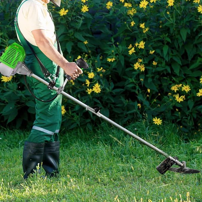 COOCHEER 58cc Gas Weed Eater, 4 in 1 String Trimmer 2-Cycle Gas Powered Weed Wacker Brush Cutter with 18.5’’ Cutting Path, Straight Shaft Weed Trimmer Grass Cutter for Yard, Garden Care, Green