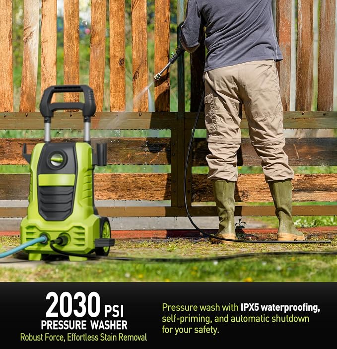 Electric Pressure Washer, 26 FT Hose Pressure Cleaner 2030 PSI with 4 Nozzles Tips,Surface Cleaning with Upgraded Swivel Joint for Car,Fences,Patios,Daily Needed Mint Green