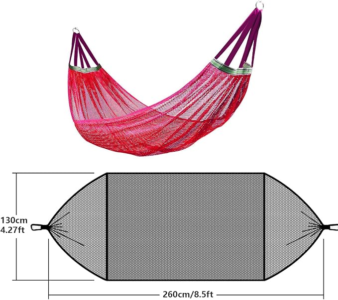 RANIT Outdoor Hammock, Super Soft and Breathable Nylon Mesh Hammock - Maximum Load of 650 LB (Red)