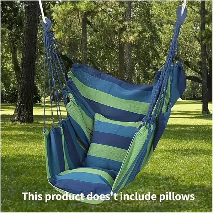 Hammock 1pc Outdoor Hammock Chair, Canvas Leisure Swing Hanging Chair, Without Pillow and Cushion, Indoor Outdoor Hammock Quick-Opening(Khaki)
