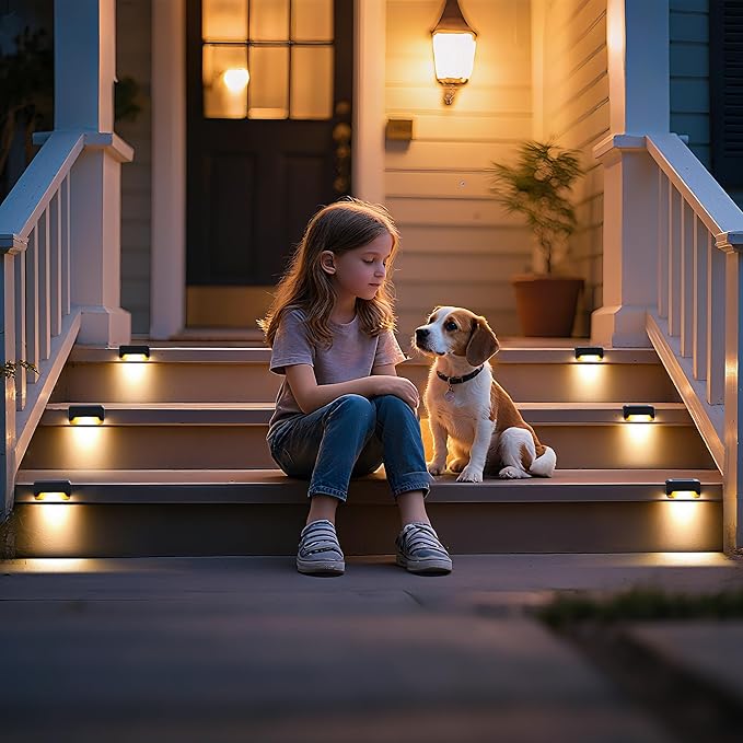 SOLPEX Solar Deck Lights, Solar Step Lights for Outside Waterproof Led Stair Light for Outdoor Fence, Balcony, Patio, Railing, Front Porch, Yard and Pathway(12pack Warm White)