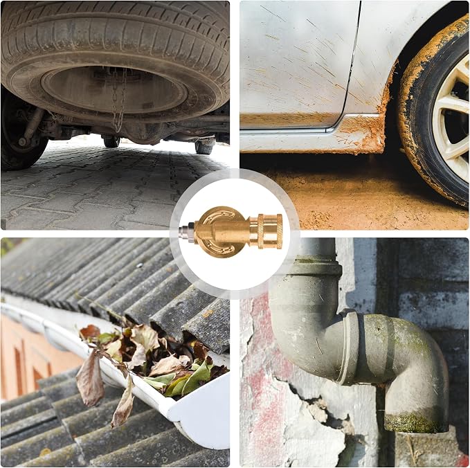 Giraffe Tools Pressure Washer Pivoting Coupler, 7 Angles Gutter Cleaner Attachment, 240 Degree Rotation, 1/4“ Quick Connect, 4000 PSI