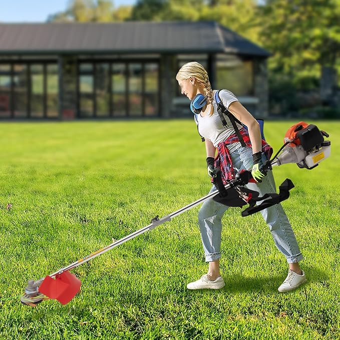 Brush Cutter, 2-Stroke 33CC 0.81KW Gas Lawn Edger Single Cylinder Air Cooled Weed Wacker Multifunction Weed Eater Aluminum Alloy Gas Powered Weed Trimmer Garden Trimmer w/0.264 Gal Fuel Tank Capacity