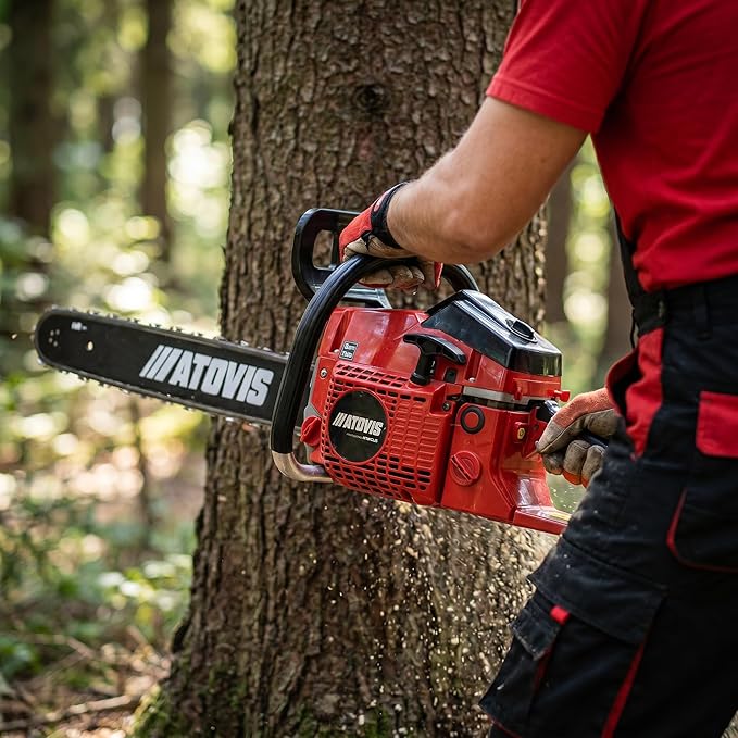 62CC 20-Inch Gas Chainsaw 2-Cycle Top Handle Powered Chainsaws Professional Petrol Handheld Cordless Chain Saw for Trees Cutting, Wood Cutting, Farm and Garden Use
