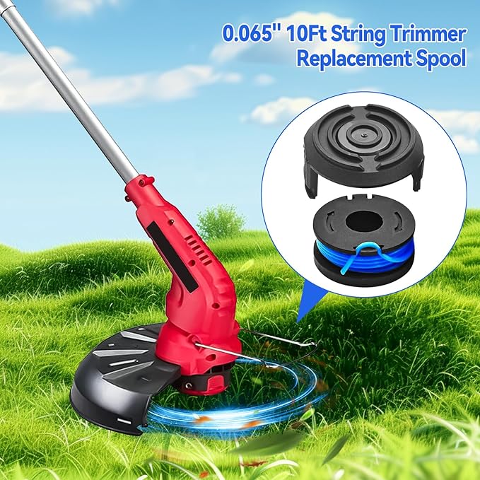 JOJOCY Weed Eater String Trimmer Line 19115C-B, 0.065" 10FT Replacement String Trimmer Line for Harbor Freight Bauer 19115C-B 20V Cordless String Trimmer (8 Rolls + 2 lids)