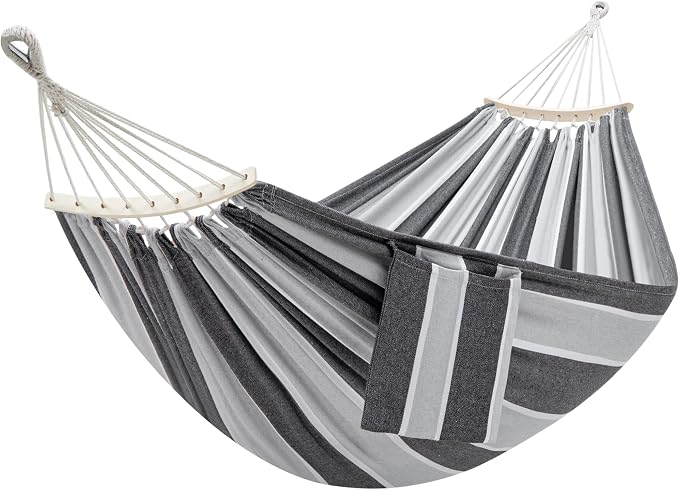 GAFETE Double Hammock for Outside with Tree Straps, Replacement for Stand(Dark & Light Gray, Medium)