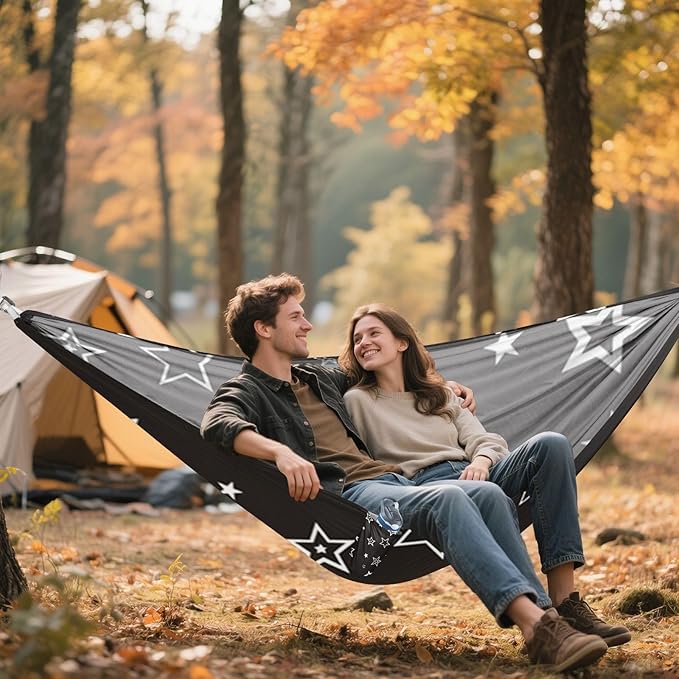 Black Star Silver 330lb Capacity Hammocks for Camping with Portabl Carry Bag Indoor Hammock for Patio Backyard Lounge Base Base para poner hamaca