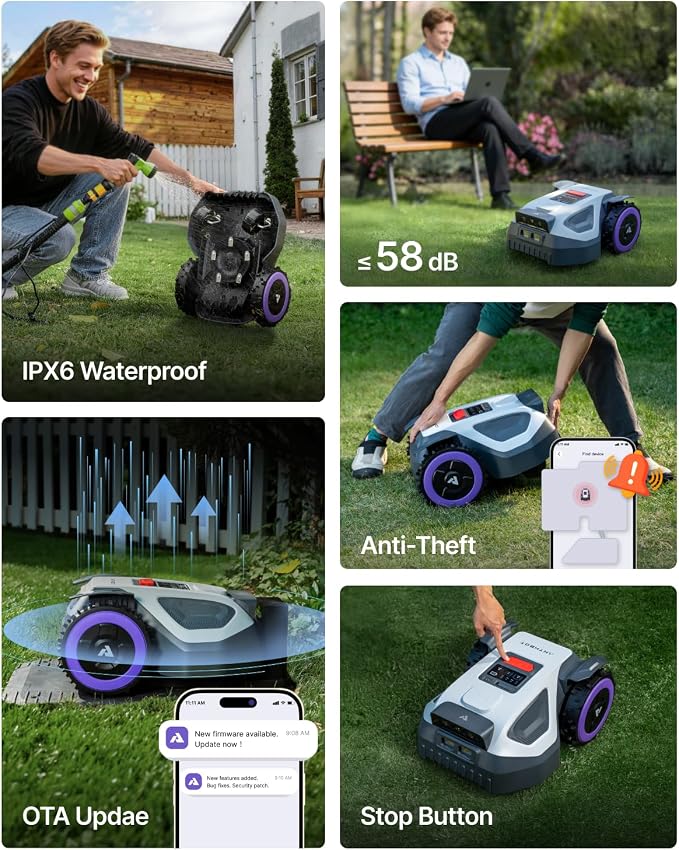 ANTHBOT M9 Robot Lawn Mower with Garage Dual Vision+Full-Band RTK Robotic Lawnmower, 1/4 Acre, No Perimeter Wire, App Control Obstacle Avoidance, 45% Slope, Cutting Height, Multi-Zone Mapping