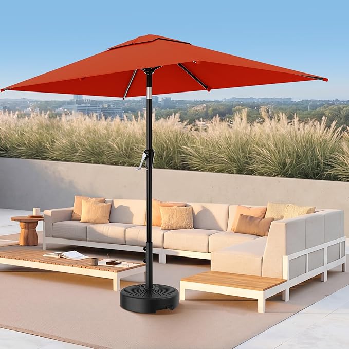 AreShark 6.5' x 10' Rectangular Patio Umbrellas for Outdoor, Outdoor Table Umbrella, Large Outdoor Patio Umbrellas with 6 Sturdy Ribs for Pool, Garden, Deck & Market (Orange)