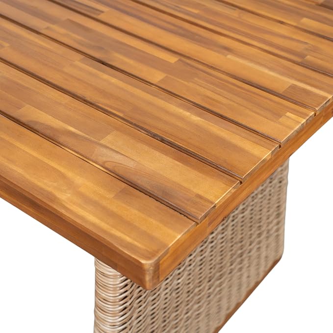 Christopher Knight Home Smeb Acacia Wood Outdoor Dining Table Set for 6, Outdoor Dining Set, Patio Table and Dining Chairs Set of 6 with Cushions, 7 Pieces Patio Furniture Set, Teak + Brown + Cream