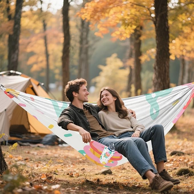Summer Ice Cream Musical Note Bright Colorful 330lb Capacity Outdoor Hammocks Fabric Hammock for Indoor Outdoor Patio Base para hamaca