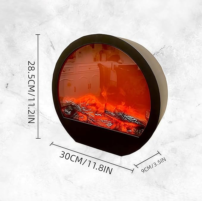 Simulated LED Fireplace Lantern Battery Powered Flameless Light with Simulation Flame Table Decorative Lamp Mini Fireplace Ornament for Cozy Home Decor Free Standing Electric Log Burner