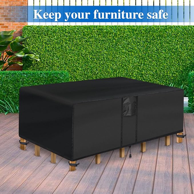 Outdoor Coffee Table Cover - Waterproof Rectangular Patio Coffee Table Cover (48L x 26W x 18H inches, Black) Outdoor Small Side Table Cover Patio Furniture Covers for Outdoor Furniture