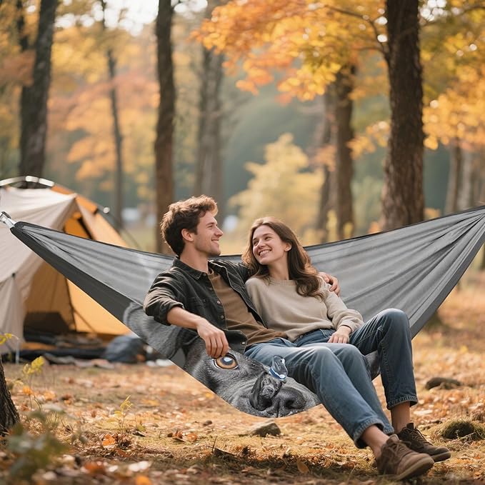 FRMG Dog Camping Hammock 500 lbs Capacity Portable Hammocks with Tree Straps & Attached Carry Bag, Camping Essentials Gear A0900314a