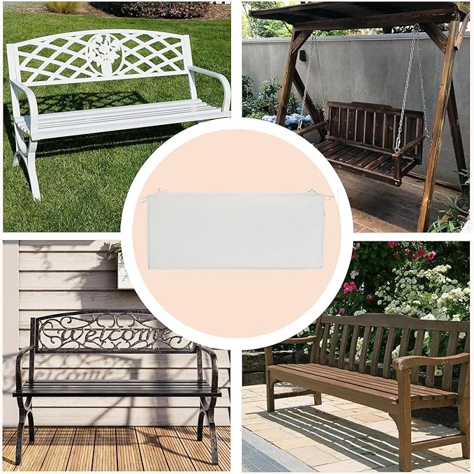 Magpie Fabrics Patio Bench/Swing Cushion Slip Cover 45 x 18 x 3 Inch, Water Resistant UV Protection Outdoor Furniture Loveseat Replacement Cushion Cover with Zipper (Recycled Cream White)