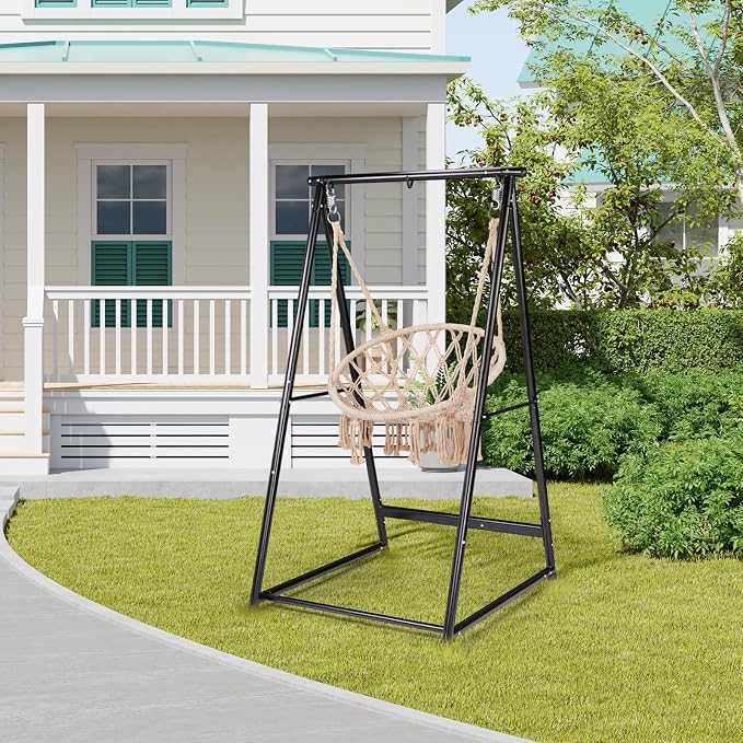 Heavy Duty Hammock Stand, Powder Coated Steel Frame, 660lbs Capacity, Fits Most Hammocks and Swing Chairs (39.4”x37.4”x70.9”), for Patio, Yard, Garden, Balcony