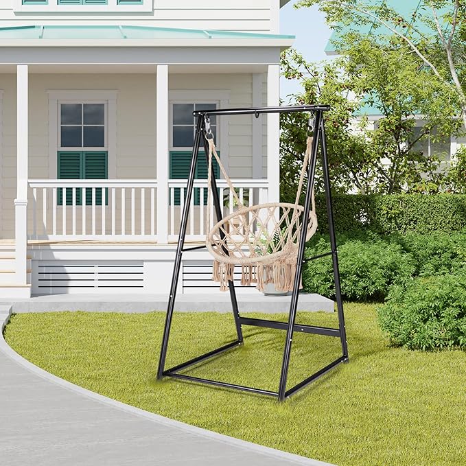 Heavy Duty Hammock Stand, Powder Coated Steel Frame, 660lbs Capacity, Fits Most Hammocks and Swing Chairs (39.4”x37.4”x70.9”), for Patio, Yard, Garden, Balcony